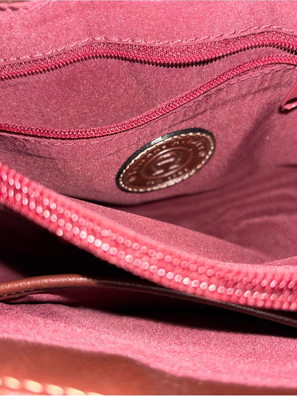 Etienne Aigner Burgundy Mini Satchel with Brown Trim - Picture 4 of 5
